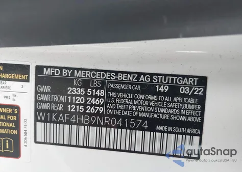 2022 Mercedes-Benz C 300 4Matic из США, поврежденный, VIN W1KAF4HB9NR041574